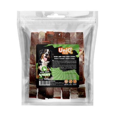 Лакомство для собак UniQ PETS Стрипсы из утки и кожи трески UniQ PETS