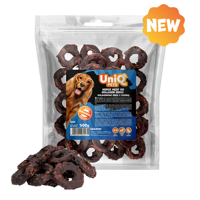 Ласощі для собак UniQ PETS М'ясо конини на колагенових кільцях 5 см UniQ PETS