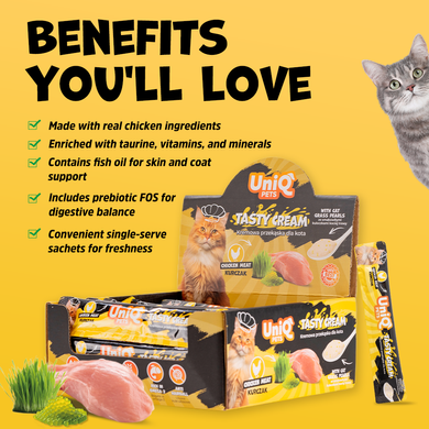 Кремовое лакомство для кошек UNIQ PETS Bubble Cream со сливочным куриным вкусом и кошачьей травой UniQ PETS