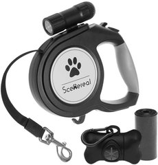 Сверхмощный выдвижной поводок для собак SCENEREAL с фонариком и диспенсером для пакетов