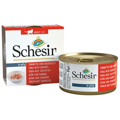 Консерви для котів Schesir Tuna Prawns з тунцем і креветками в желе Schesir