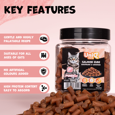 Лакомство для кошек UNIQ PETS CAT SNACKS PURRY Кубики из лосося UniQ PETS