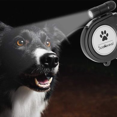Надміцний висувний повідок для собак SCENEREAL з ліхтариком і диспенсером для пакетів
