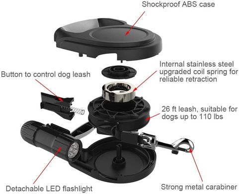 Надміцний висувний повідок для собак SCENEREAL з ліхтариком і диспенсером для пакетів