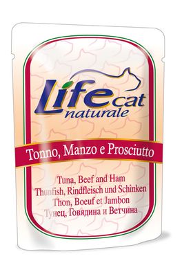 Вологий корм для котів LifeNatural Тунець з яловичиною і шинкою (tuna with beef and ham), 70 г LifeNatural
