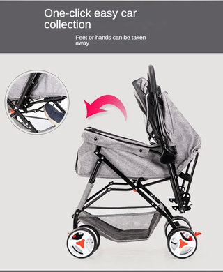 Складная коляска для домашних животных Pet Stroller with Storage Basket Blue Derby