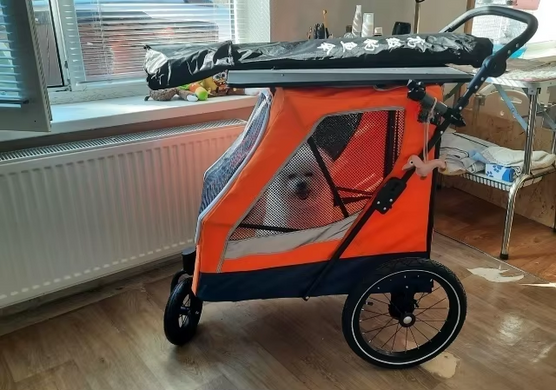 Коляска для домашніх тварин (до 35 кг) Bestopet (Люпосанчик) BS-RL-02 Orange зі знімним столиком для грумінгу Люпосанчик