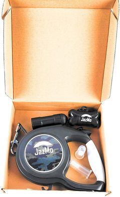 Выдвижной поводок для собак JazMo Premium со светодиодным фонариком