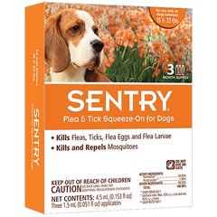 Капли SENTRY от блох, клещей и комаров для собак 7-15 кг SENTRY