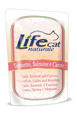 Влажный корм для котов LifeNatural Тунец с лососем и морковью (tuna with salmon and carrots), 70 г LifeNatural