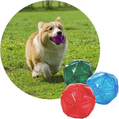 М'ячик для собак, що світиться Diamond Shape Elastic Squeaky Dog Ball з пищалкою Derby