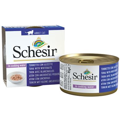 Консерви для котів Schesir Tuna Whitebait Rice з тунцем, мальками і рисом у власному соку Schesir