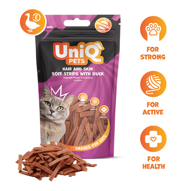 Ласощі для шкіри та шерсті котів Uniq PETS CAT SNACKS MIMI м'які смужки з качкою UniQ PETS