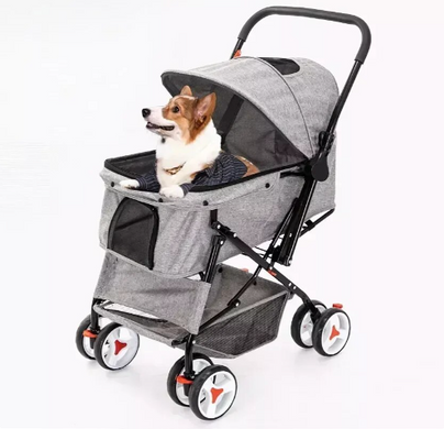 Складная коляска для домашних животных Pet Stroller with Storage Basket Grey Derby
