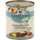 LandFleisch консервы для собак с говяжьим сердцем, рисом, диким яблоком и свежими овощами, 800 г