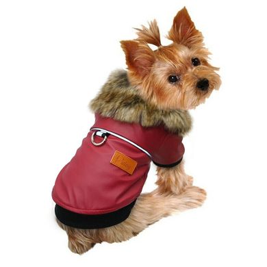 Демисезонная куртка с меховым воротником для собак