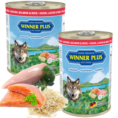 Консервы для собак с цыпленком, лососем и рисом Winner Plus