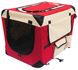 Мягкая клетка для собак SENFUL Pet Soft Crate с флисовым ковриком и чехлом, красно бежевая, S, 50х35х35 см