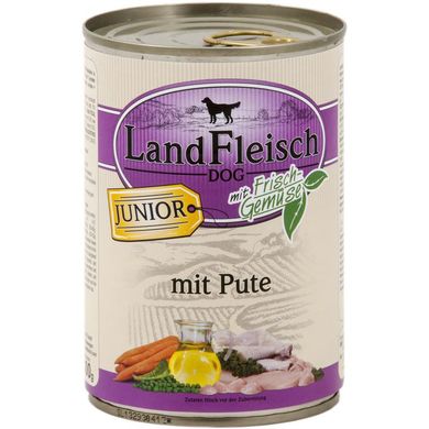 LandFleisch консервы для щенков с мясом индейки и свежими овощами LandFleisch