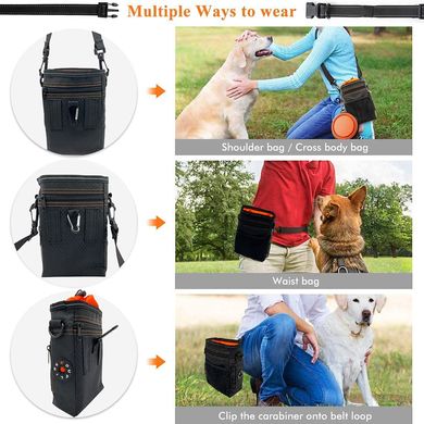 Сумка для выгула и дрессировок собак EDUPLINK Black с миской и кликером