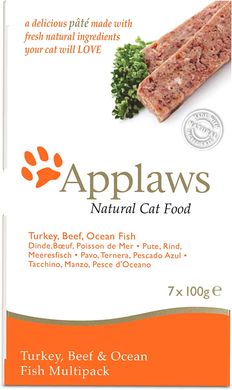 Набір консерв для котів Applaws Turkey, Beef and Ocean Fish Pate, 7х100g Applaws