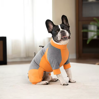Комбинезон для собак LOVEPET Velvet Fleece Jumpsuit, Orange Grey