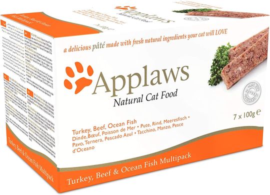 Набір консерв для котів Applaws Turkey, Beef and Ocean Fish Pate, 7х100g Applaws