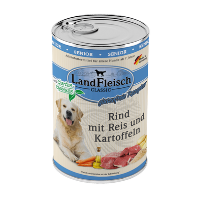 LandFleisch консервы для пожилых собак с мясом говядины, картофелем и свежими овощами LandFleisch