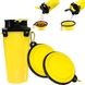 Бутылочка для воды и корма 2в1 с 2-мя складными силиконовыми мисками (набор), Жёлтый