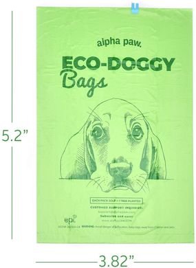 Біорозкладні пакети для екскрементів собак Alpha Paw Eco Doggy Bags без ручок з ароматом лаванди