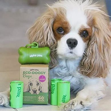 Биоразлагаемые пакеты для экскрементов собак Alpha Paw Eco Doggy Bags без ручек с ароматом лаванды