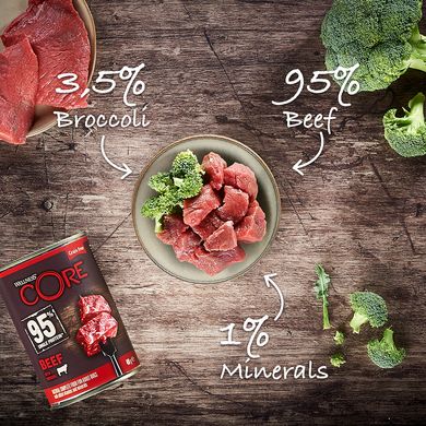 Консерви для собак Wellness CORE 95% Single Protein, Beef with Broccoli з яловичиною Wellness CORE