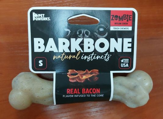 Жувальна кістка для собак Pet Qwerks Zombie BarkBone Natural Instincts Real Bacon с ароматом бекону Pet Qwerks Toys