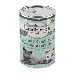 LandFleisch паштет для котов из говядины, трески и корневой петрушки LandFleisch