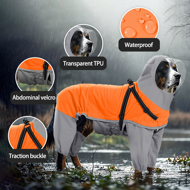Дощовик для собак Wan Talk Dog Orange Raincoat з капюшоном Wan talk