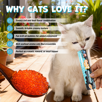 Кремовое лакомство для кошек UNIQ PETS Bubble Cream со сливочным вкусом трески и говядины с крилем UniQ PETS