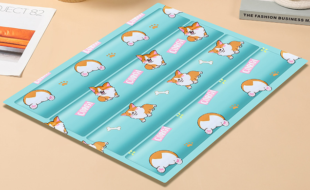 Охолоджуючий килимок для собак та кішок GEL Material Summer Pet Cooling Mat, Corgi Blue Derby