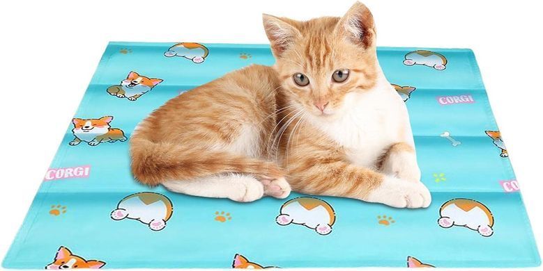 Охолоджуючий килимок для собак та кішок GEL Material Summer Pet Cooling Mat, Corgi Blue Derby