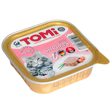 Суперпремиум корм для котов TOMi Shrimps - паштет с креветками TOMi