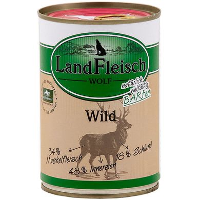 Консерви для собак Landfleisch Dog Wolf Wild з дичиною LandFleisch