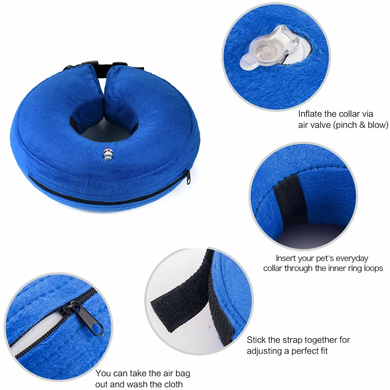 Захисний надувний нашийник для собак Derby Protective Inflatable Dog Cone Collar Blue Derby