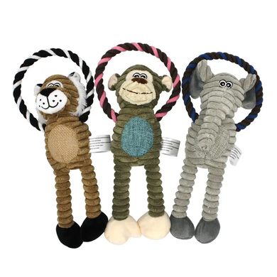 Плюшевые игрушки для домашних животных «Слон, лев, обезьяна» Derby