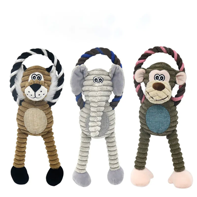 Плюшевые игрушки для домашних животных «Слон, лев, обезьяна» Derby
