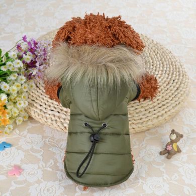 Теплая зимняя куртка с капюшоном для собак