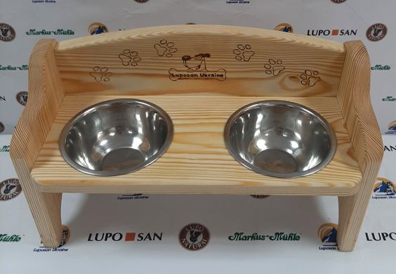Підставка з 2-ма мисками для середніх порід собак світла