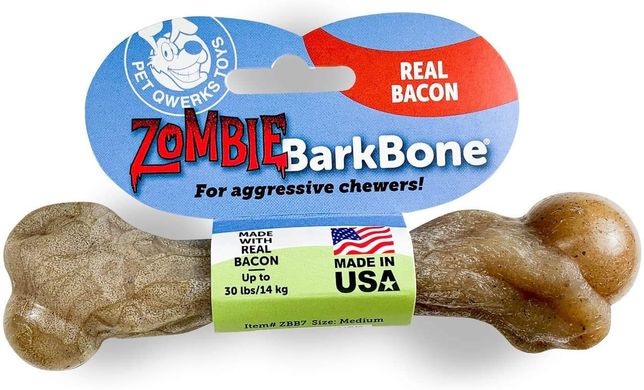 Жевательная кость для собак Pet Qwerks Zombie Bacon BarkBone с ароматом бекона Pet Qwerks Toys
