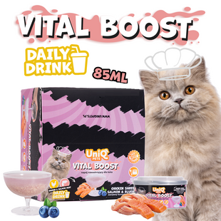 Влажный корм для кошек UNIQ PETS DAILY DRINK VITAL BOOST (измельченное куриное мясо, лосось и черника) UniQ PETS