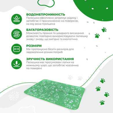 Многоразовая пеленка для собак Pelushka Green Leaf Pelushka