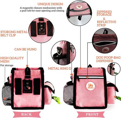 Набір Glifmeey Pink для вигулу і дресирувань собак: сумка, миска, клікер, м'яч