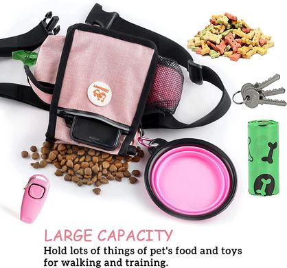 Набір Glifmeey Pink для вигулу і дресирувань собак: сумка, миска, клікер, м'яч